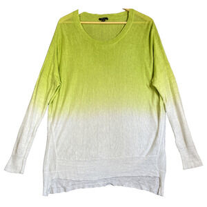 Pure Amici Linen Sweater Pullover Size Medium Ombre Green White Drop Shoulder